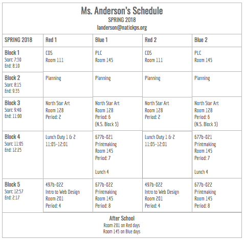 Ms. Anderson's Schedule